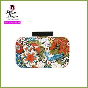 Alice + Olivia Multicolor Embroidered Clutch